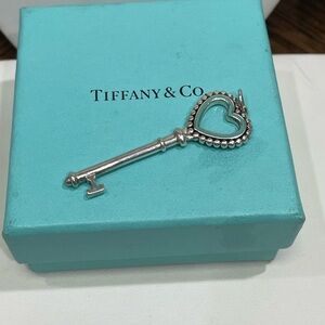 Tiffany & Co Blue Enamel Heart Key Pendant (Authentic)